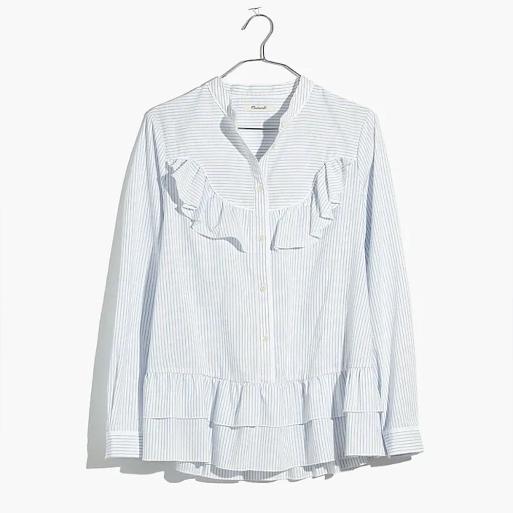 Madewell x Karen Walker striped Annie shirt ruffle button up blouse BNWT